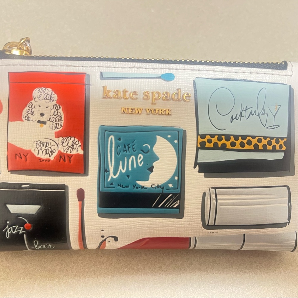 Kate Spade Red and Blue Clutch with Retro Design